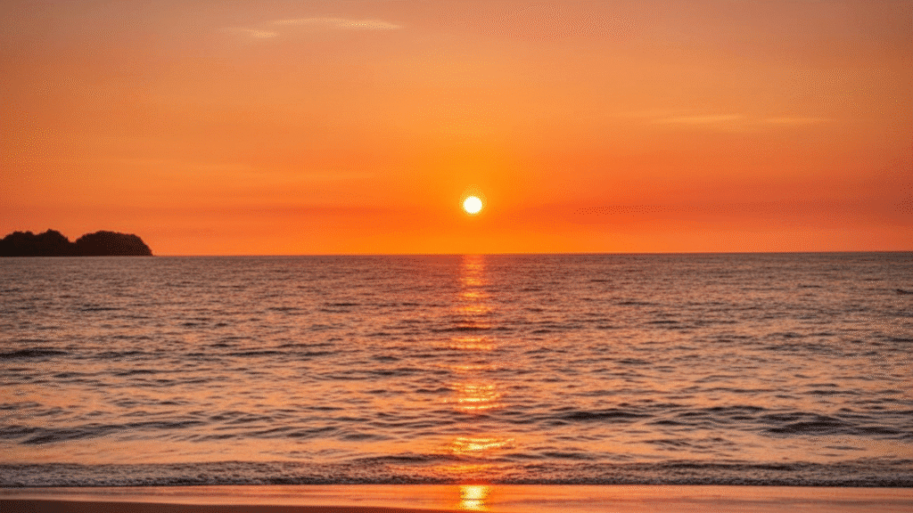 Calm bay at Playa Hermosa Guanacaste Costa Rica, perfect for swimming and family vacations