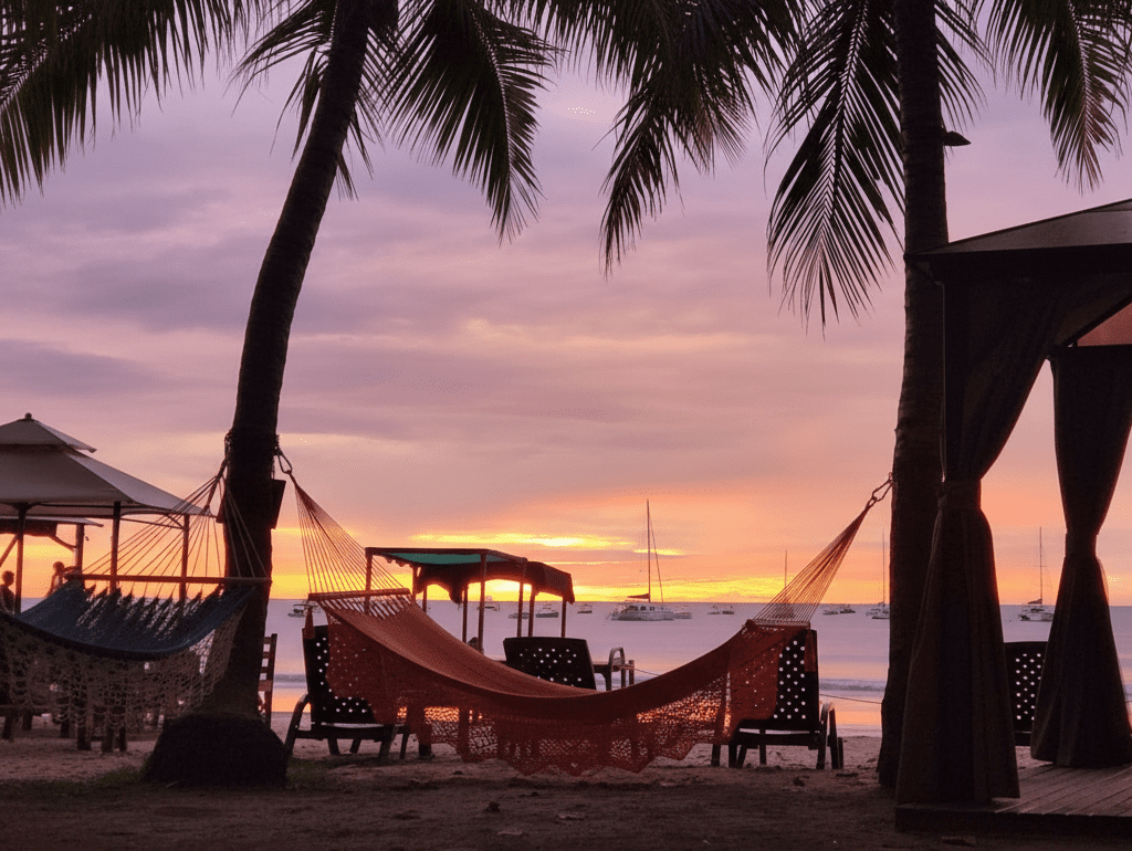 Tamarindo Beach Costa Rica with golden sand, surf waves, and tropical sunset – top destination for surfing, tours and honeymoons